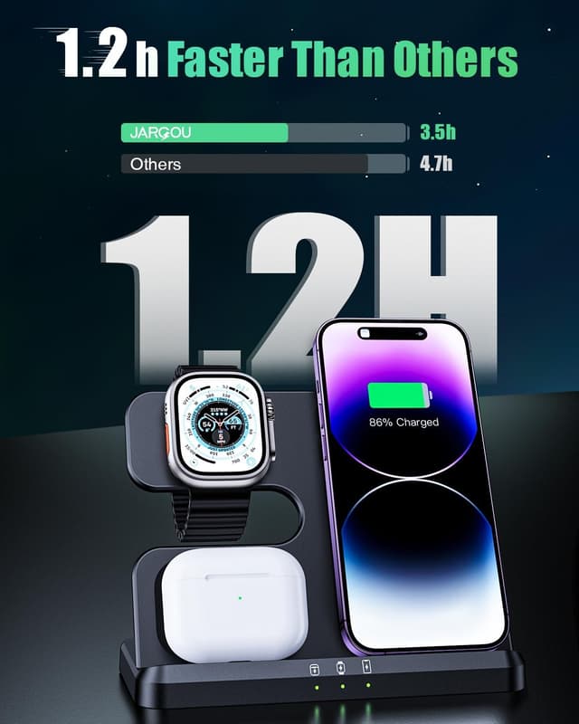 Detalle 2 de JARGOU 3-in-1 Wireless Charging Station for iPhone 17 Pro Max