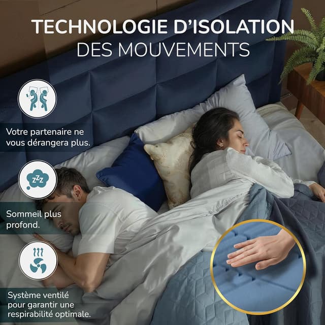 Detalle 2 de TANHK Materasso Singolo 90x190 con molle insacchettate e memory foam, 9 zone differenziate