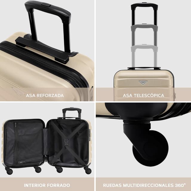 Thumbnail 6 de Flight Knight Flight Knight Bagage cabine 4 roues ABS rigide TSA 45x36x20 cm Champagne/Noir