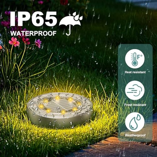 Detalle 2 de FIFlying 10 piezas luces solares LED para exterior (suelo) IP65, blanco cálido