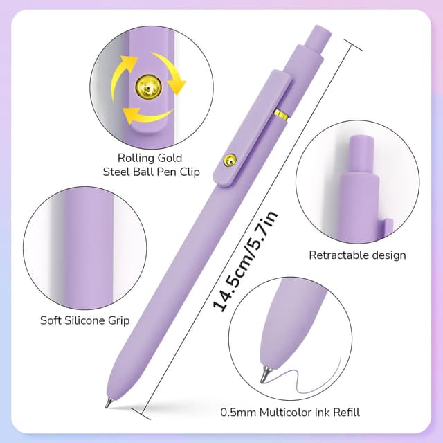 Detalle de UIXJODO 6-pack coloured gel pens with fine 0.5mm tips for smooth writing and diary, planner notes