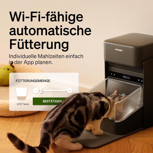 Detalle 2 de PETLIBRO RFID-Katzenfutterautomat mit 5G-WLAN, App-Steuerung & bis zu 10 Mahlzeiten (3 l), Schwarz