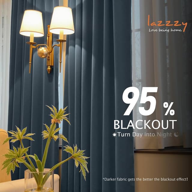 Thumbnail 6 de Lazzzy Velvet Blackout Curtains (Dark Slate) — Thermal Insulated Room Window Drapes, Rod Pocket, 2 Panels (52" x 63")
