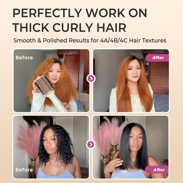 Detalle de GOMYTH Upgraded 5-in-1 Blow Dryer Brush with Heated Comb (70mm) for Wet & Dry Styling