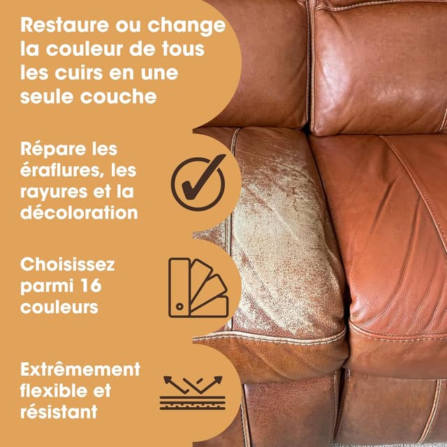 Detalle 2 de Furniture Clinic Peinture cuir Brun Clair 500ml 🎨