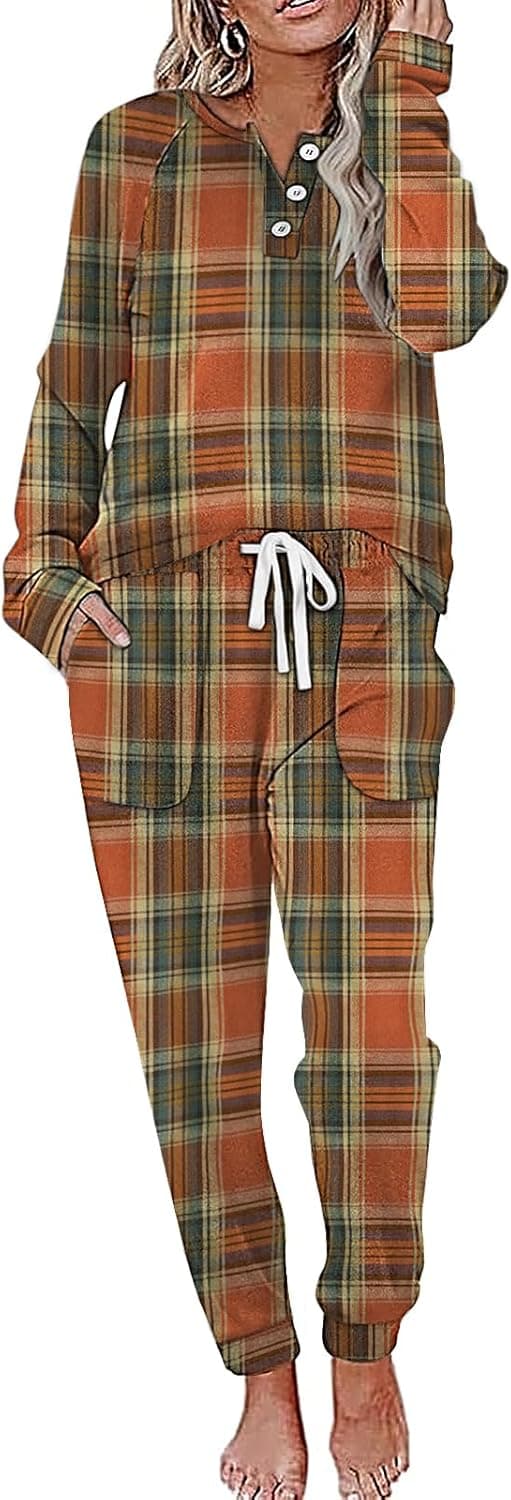 Thumbnail 6 de WIHOLL Two-Piece Lounge Set for Women (Button-Down Henley Sweatshirt & Sweatpants)