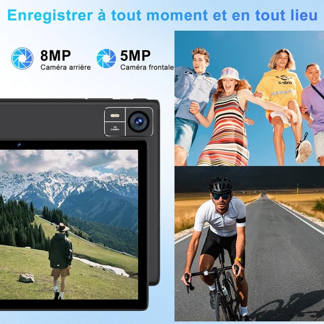 Thumbnail 6 de Tablette 10 pouces Android 2026 SUAAT S10 Octa Core 5G + Wi-Fi 2,4G, 22 Go RAM + 128 Go ROM (ext. TF), FHD, étui + clavier et souris – Noir