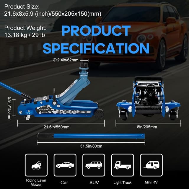 Thumbnail 6 de GAOLLY 2.5 Ton Floor Jack 14.96"