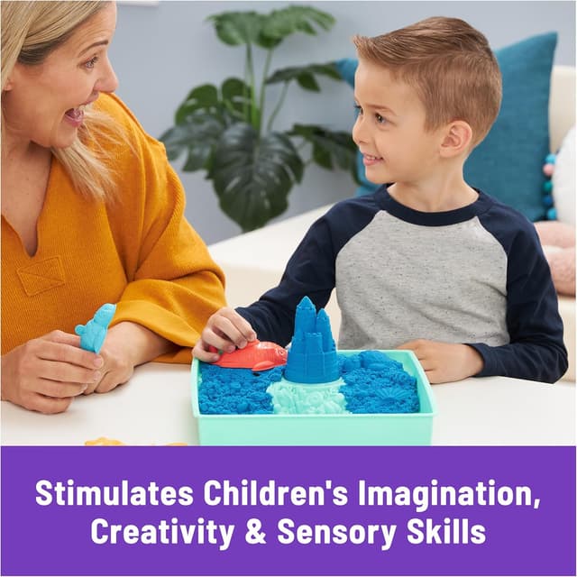 Thumbnail 6 de Kinetic Sand Sandbox Set (1lb Blue Play Sand) with 4 Tools & Molds, Storage Bin — Sensory Play for Kids 3+