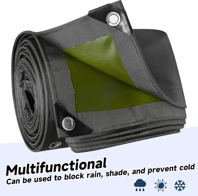 Thumbnail 6 de Eastarp 10x12 FT Black Ultra-Heavy Duty Canvas Tarp (28 Mil Silicone Coating) with Grommets