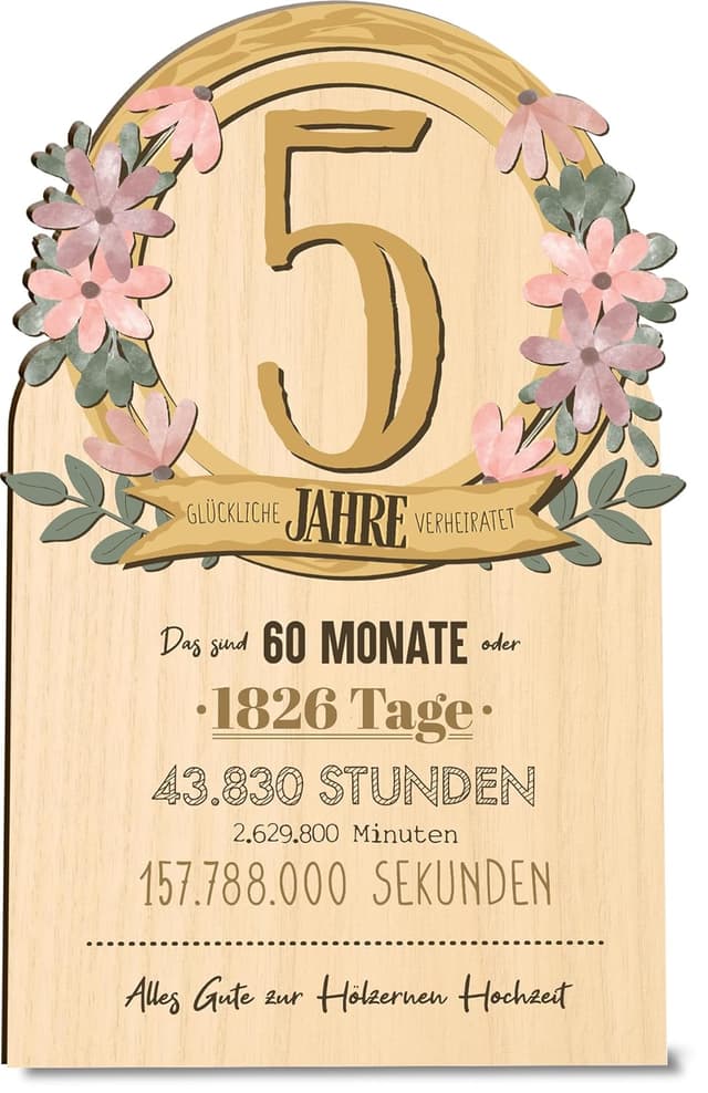 Detalle de Hölzerne Hochzeit Karte zum 5. Tag