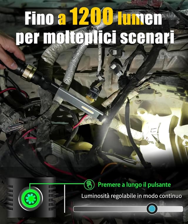 Detalle de HOTLIGH Lampada LED ricaricabile 5000 mAh da officina con testa pieghevole e rotazione 360°