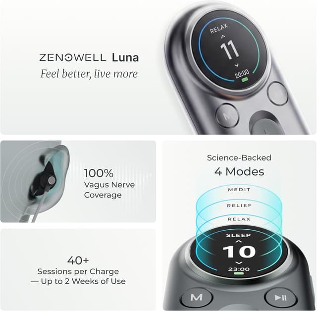 Detalle 1 de ZenoWell Luna Vagus Nerve Stimulator ear relaxation device with 4 modes
