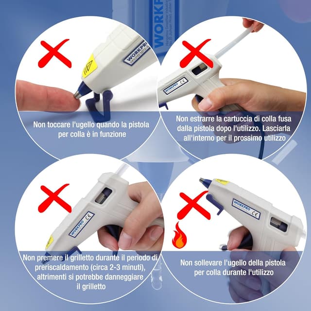 Detalle 2 de WORKPRO Mini Pistola per Colla a Caldo 10W con 20 stick 7x100 mm