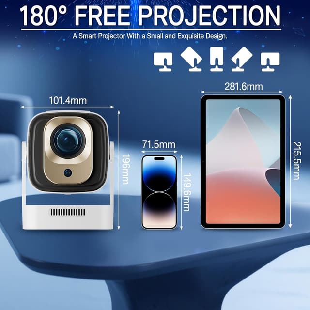 Thumbnail 6 de Mini Projector 4K Portable 16000L 1080P WiFi BT5.4 📽