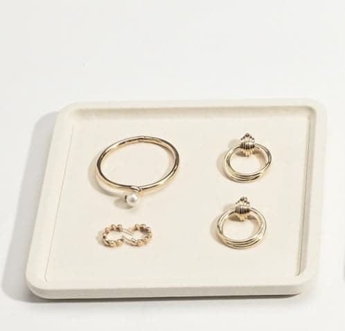 Imagen de Papten Bandeja de microfibra para joyas, apilable, beige en OfertitasTOP