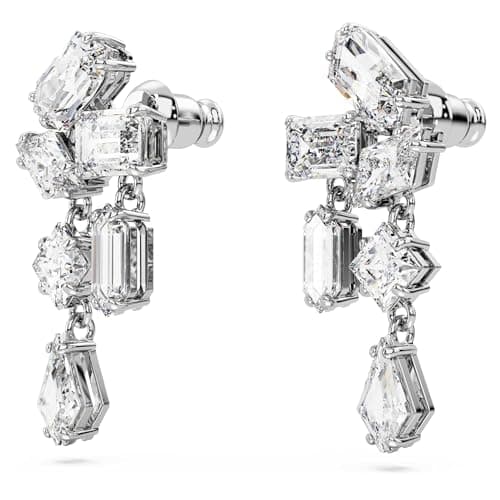 Detalle de Swarovski Mesmera pendientes blancos, baño de rodio 💍