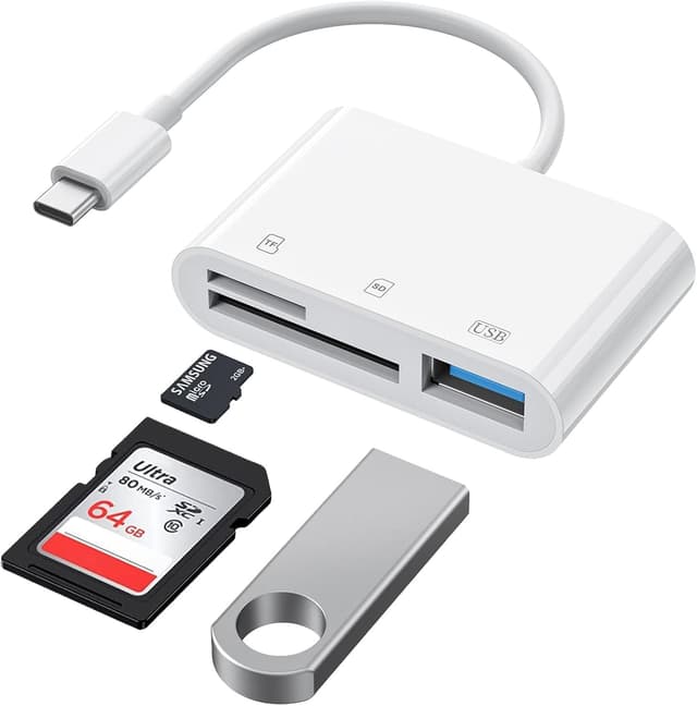 Detalle de BliTezz Lecteur carte SD USB-C 3 en 1 (USB-A + SD + Micro SD) pour iPhone, MacBook et Galaxy