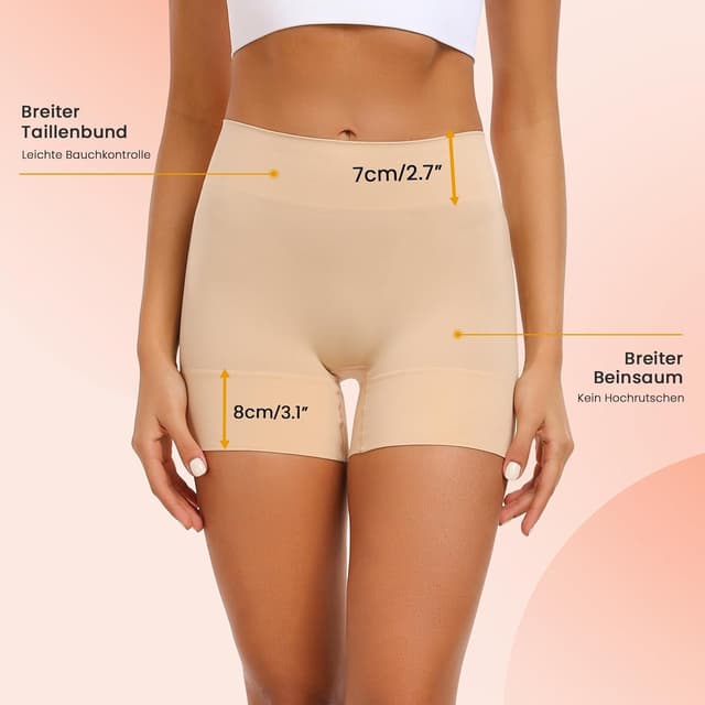 Detalle de YADIFEN Short cycliste femme pour robe : shorty taille haute anti-frottements sans coutures