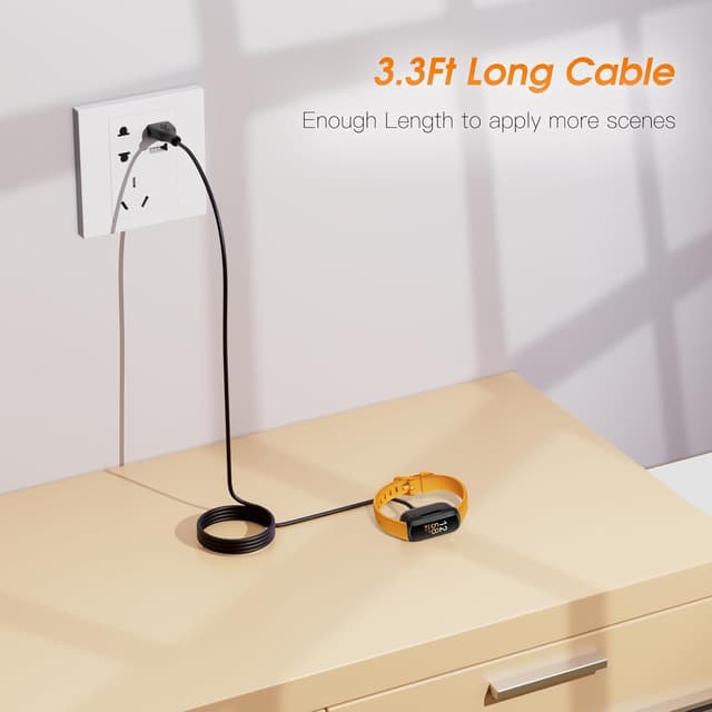 Detalle de Tuocal 2 Pack Charger for Fitbit Inspire 3 (USB Dock Stand Adapter Cable, 3.3ft)