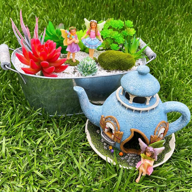 Thumbnail 5 de Mood Lab Fairy Garden Miniature Teapot House 7.1" 🏡
