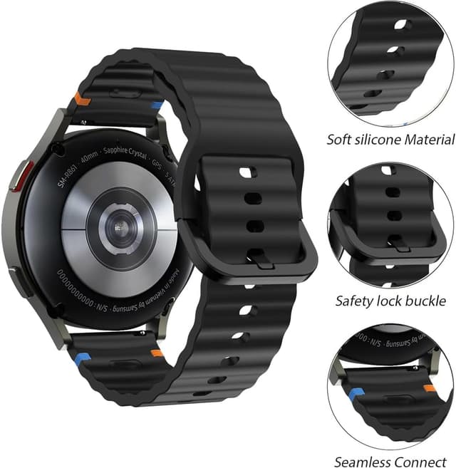 Detalle de BYISYUE 22mm silicone watch strap (TPU sport band) for Polar Vantage models, OPPO Watch X/2/2R and OnePlus Watch 3 47mm
