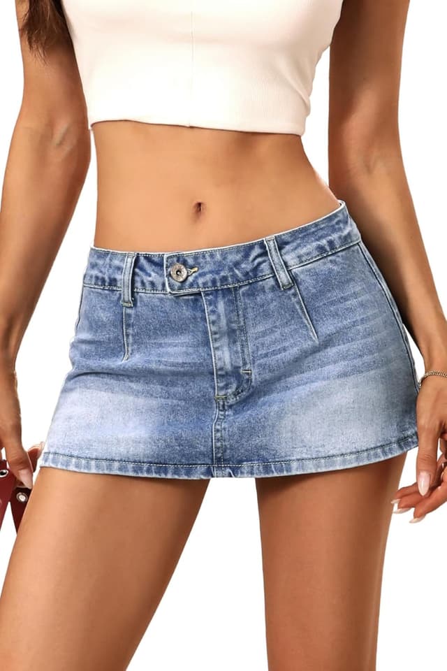 Imagen de ELLEVEN Low Rise Denim Mini Skirt Y2k Skort en OfertitasTOP
