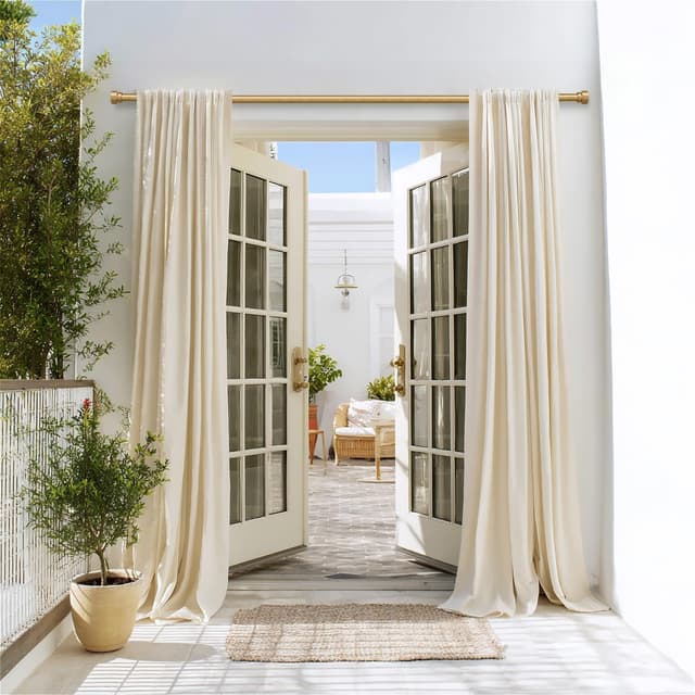 Detalle 2 de Gormena Gold Adjustable Curtain Pole 80–148cm (heavy-duty metal rod with brackets & finials)