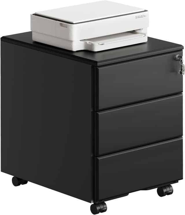 Detalle de WOLTU Rollcontainer Metall 3 Schubladen Schwarz