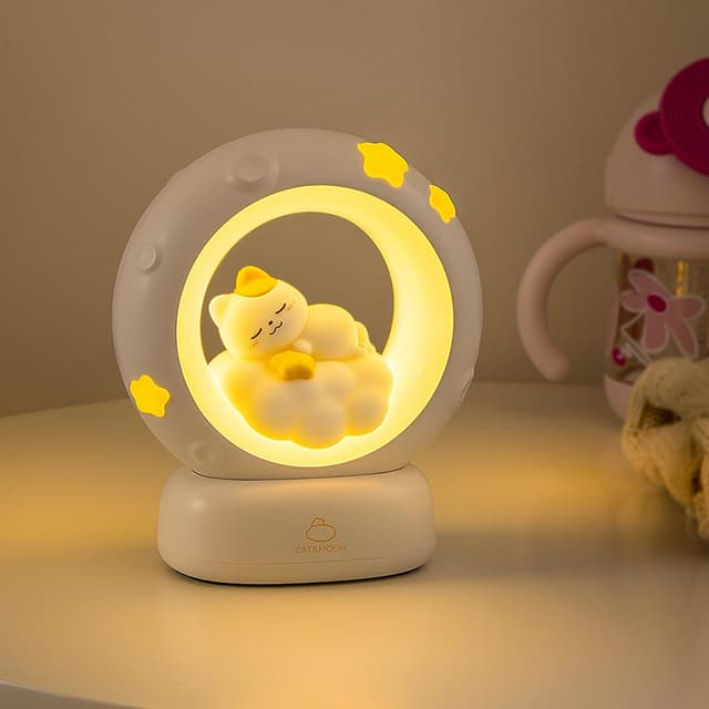 Detalle de Wetry Kids Night Light Moon Lamp (Rabbit design) – battery operated, touch-dimmable portable bedside lamp