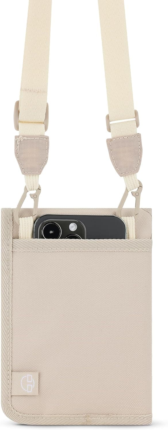Detalle de Johnny Urban Troy Brusttasche für Herren & Damen (Beige) – Reisebrustbeutel mit vielen Kartenfächern