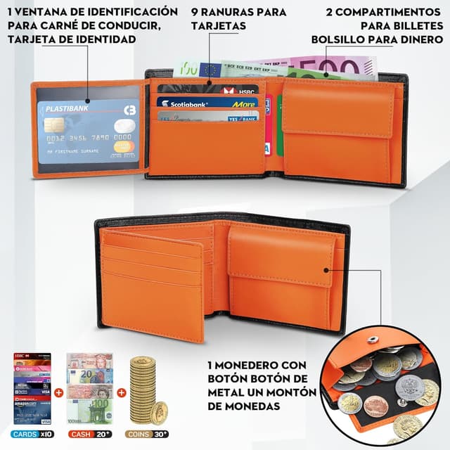 Detalle 2 de TEEHON Cartera RFID 10 ranuras 🧾