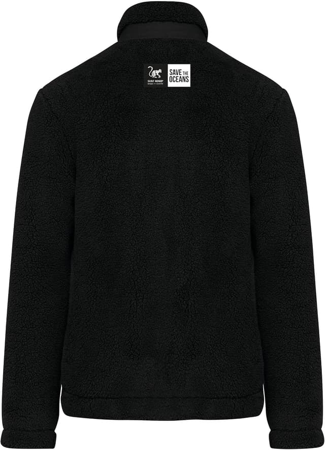 Detalle de Surf Monkey giacca sherpa in pile con zip e tasca sul petto, riciclata, vestibilità classica