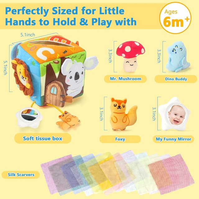 Detalle de URMYWO Baby Tissue Box Toy (Montessori Sensory Toy Set for Ages 6–12 Months)