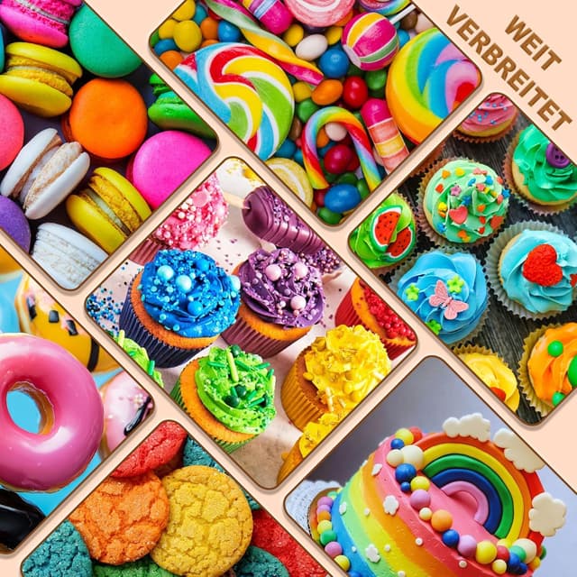 Detalle de Lebensmittelfarbe Pulver (15 x 5 g) – Leuchtendes Farbpulver-Set zum Backen, vegan