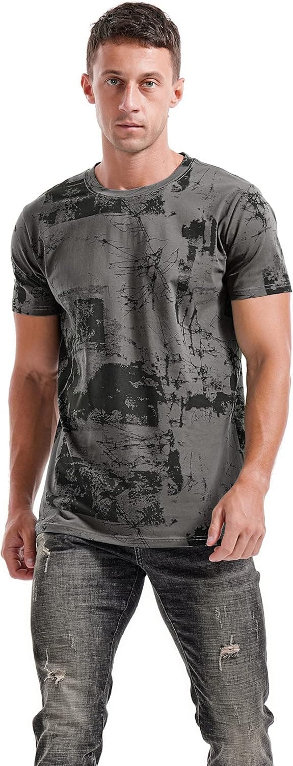 Detalle de RONOMO Herren-T-Shirt aus 95% Baumwolle & 5% Spandex mit Mikroelastik und hautfreundlichem Tragegefühl