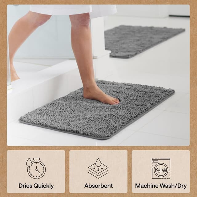 Thumbnail 5 de GORILLA GRIP Bath Rug Mat 24x17 Grey