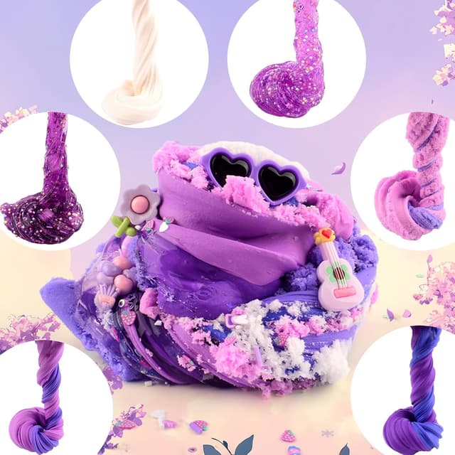 Detalle 2 de 6 Pack Slime Kit (Purple Dream Slime) — Cloud Butter & Crystal Clear Slime Variety Set for Kids