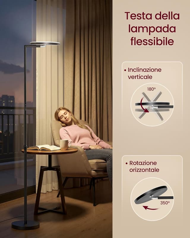 Detalle 1 de VASAGLE Lampada da terra LED 36 W