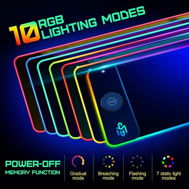 Detalle de Wireless charging RGB mouse pad 15W