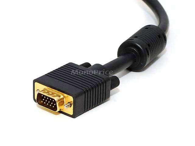Detalle 2 de Monoprice Super VGA Monitor Cable (3 Feet) — Gold-Plated DE-15 Male to Male with Ferrites, Black