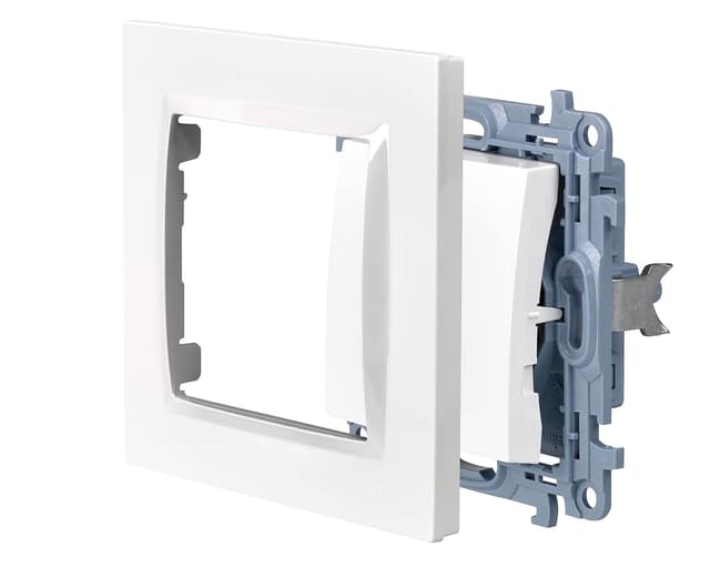 Detalle 2 de Interruttore bianco Simon 10 con portello e meccanismo per comutare luce da due punti