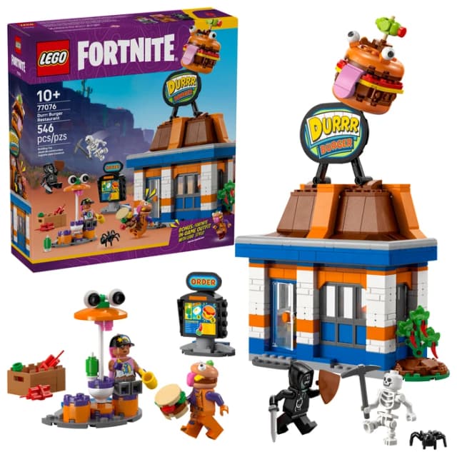 Detalle de LEGO Fortnite Durrr Burger Restaurant 77076 – Bau- und Spielset mit Grill, Theke und Burger-Logo