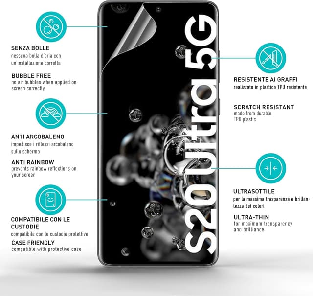 Detalle de smartect Pellicola protettiva TPU per Samsung Galaxy S20 Ultra (2+2 pezzi) per schermo e fotocamera