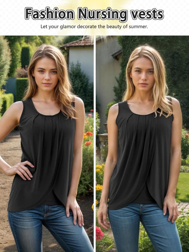 Detalle de PARNIXS Summer Women’s Maternity & Nursing Tank Top (Sleeveless) — Modal Maternity Nursing Layer