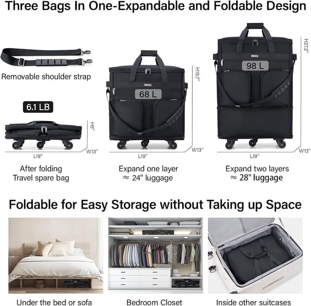 Detalle 2 de Hanke Expandable Large Suitcase 98L Foldable