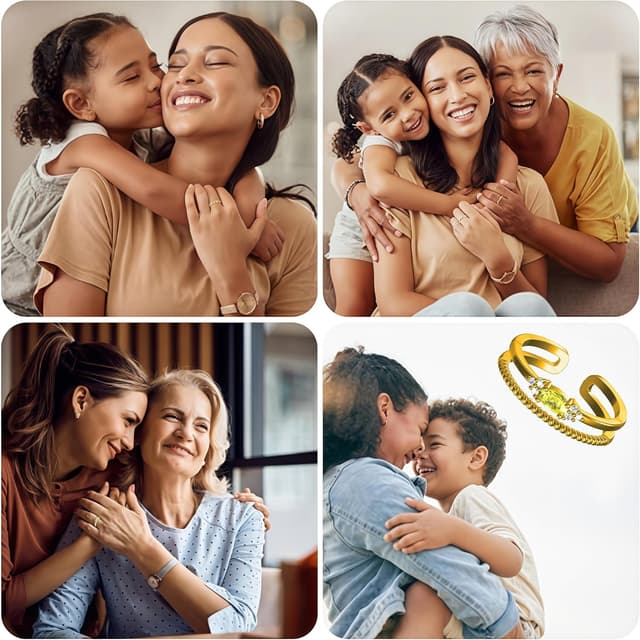 Thumbnail 6 de HEEYA Damenring Gold wasserfest – Silber 925 18K vergoldet mit Zirkonia, offen & verstellbar