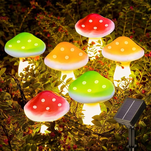 Detalle de Joycome décorations solaires de jardin à 6 LED en forme de champignon (IP65)