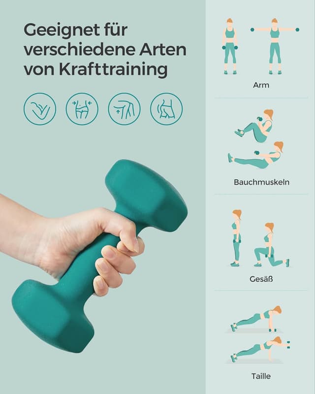 Detalle de SONGMICS Hexagon-Hanteln (2er-Set) mit Neoprenbeschichtung für Krafttraining & Fitness zu Hause