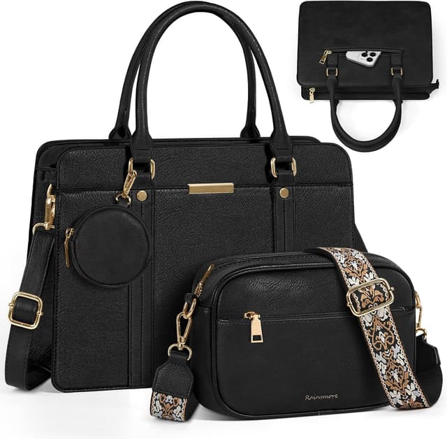 Detalle de RAINSMORE 3-Piece Handbag Set for Women: Top-Handle, Crossbody & Coin Purse